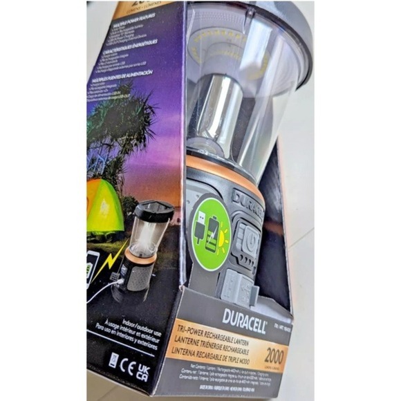 Duracell 2000 Lumens Tri-Power Rechargable Lantern Solar Power Built-In Battery - Picture 14 of 15